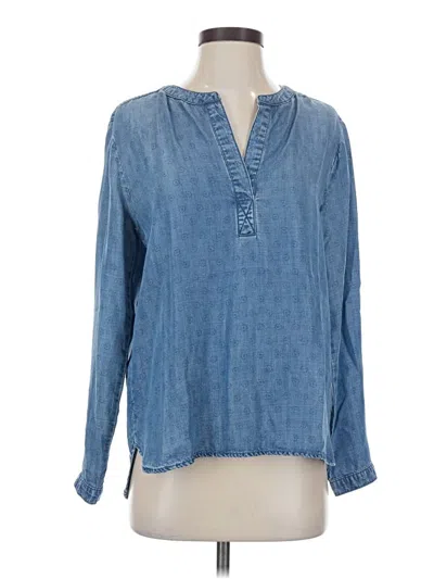 Pre-owned Cloth & Stone Long Sleeve Blouse In Blue