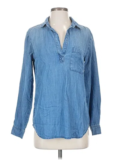 Pre-owned Cloth & Stone Long Sleeve Blouse In Blue