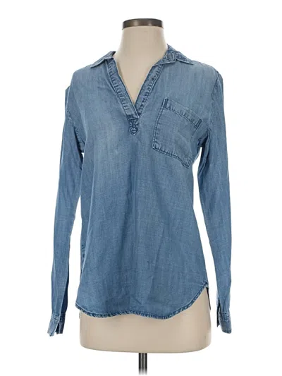 Pre-owned Cloth & Stone Long Sleeve Blouse In Blue