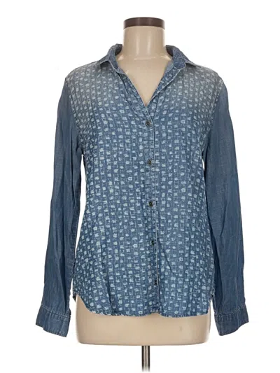 Pre-owned Cloth & Stone Long Sleeve Blouse In Blue
