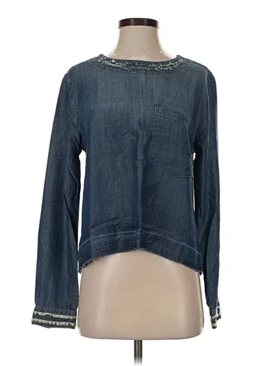 Pre-owned Cloth & Stone Long Sleeve Blouse In Blue