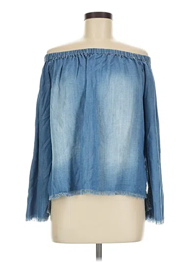 Pre-owned Cloth & Stone Long Sleeve Blouse In Blue