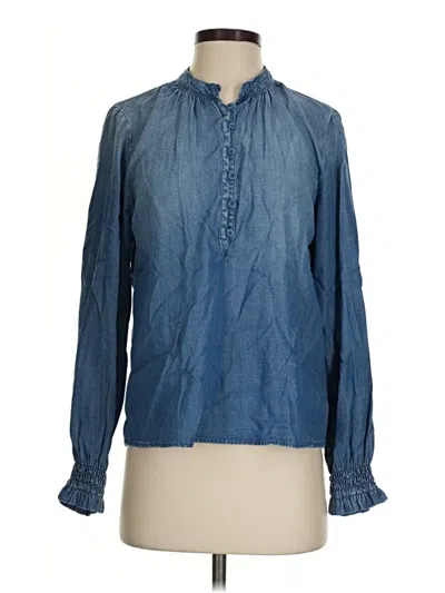 Pre-owned Cloth & Stone Long Sleeve Blouse In Blue