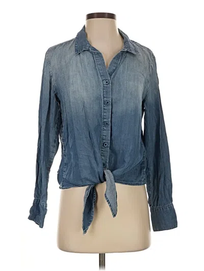 Pre-owned Cloth & Stone Long Sleeve Blouse In Blue