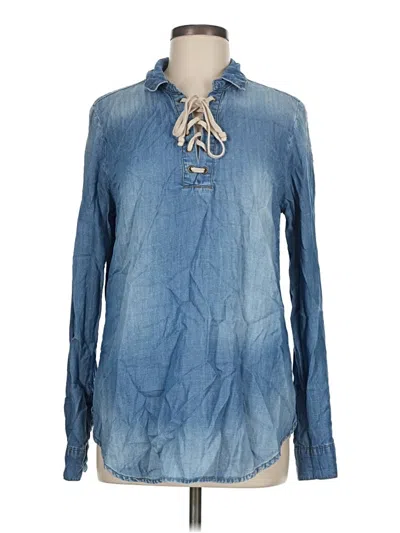 Pre-owned Cloth & Stone Long Sleeve Blouse In Blue