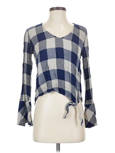 Pre-owned Cloth & Stone Long Sleeve Blouse In Blue