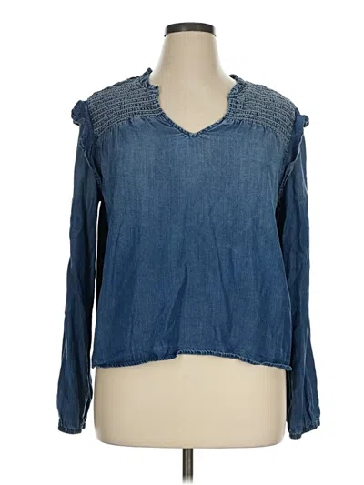 Pre-owned Cloth & Stone Long Sleeve Blouse In Blue