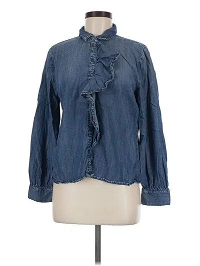 Pre-owned Cloth & Stone Long Sleeve Blouse In Blue