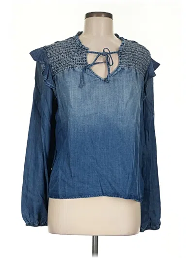 Pre-owned Cloth & Stone Long Sleeve Blouse In Blue