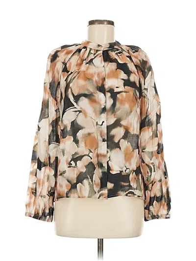 Pre-owned Cloth & Stone Long Sleeve Blouse In Brown