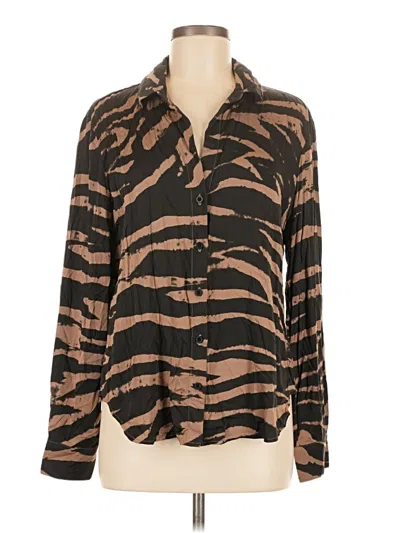 Pre-owned Cloth & Stone Long Sleeve Blouse In Brown