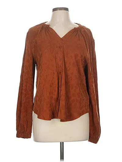 Pre-owned Cloth & Stone Long Sleeve Blouse In Brown