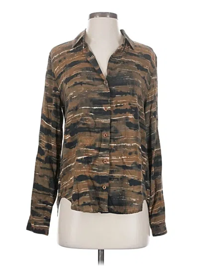 Pre-owned Cloth & Stone Long Sleeve Blouse In Brown