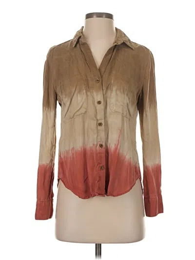 Pre-owned Cloth & Stone Long Sleeve Blouse In Brown