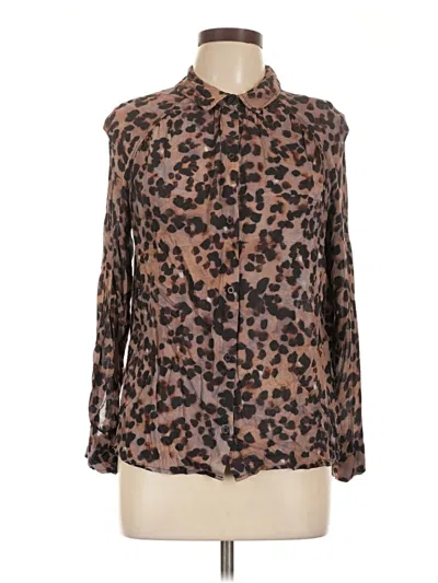 Pre-owned Cloth & Stone Long Sleeve Blouse In Brown