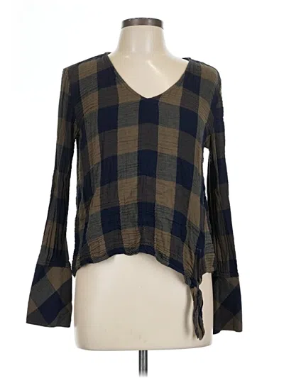 Pre-owned Cloth & Stone Long Sleeve Blouse In Brown
