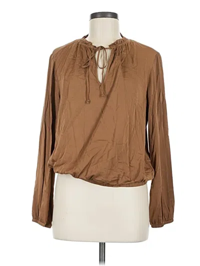 Pre-owned Cloth & Stone Long Sleeve Blouse In Brown
