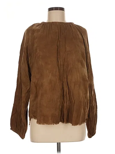 Pre-owned Cloth & Stone Long Sleeve Blouse In Brown