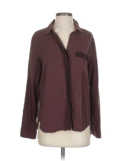 Pre-owned Cloth & Stone Long Sleeve Blouse In Burgundy