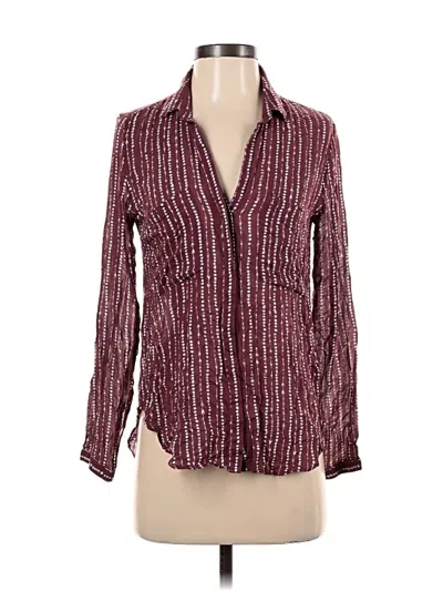 Pre-owned Cloth & Stone Long Sleeve Blouse In Burgundy