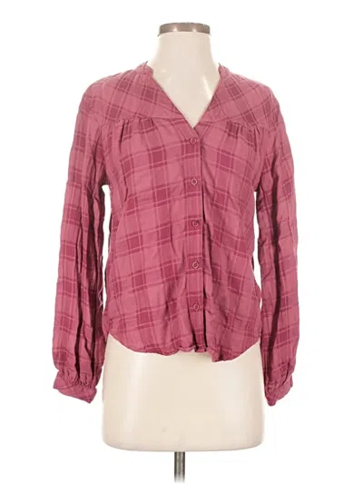 Pre-owned Cloth & Stone Long Sleeve Blouse In Burgundy