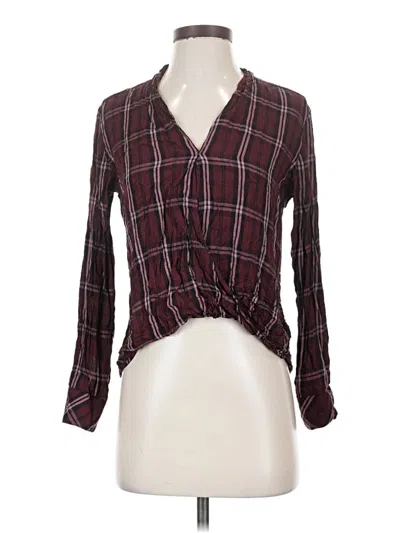 Pre-owned Cloth & Stone Long Sleeve Blouse In Burgundy