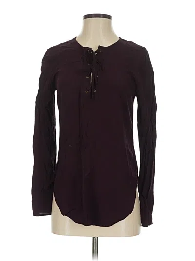 Pre-owned Cloth & Stone Long Sleeve Blouse In Burgundy