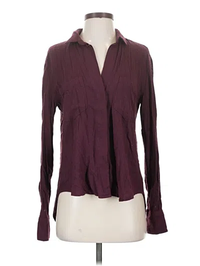 Pre-owned Cloth & Stone Long Sleeve Blouse In Burgundy