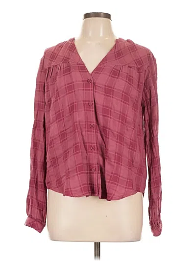 Pre-owned Cloth & Stone Long Sleeve Blouse In Burgundy