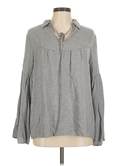 Pre-owned Cloth & Stone Long Sleeve Blouse In Gray