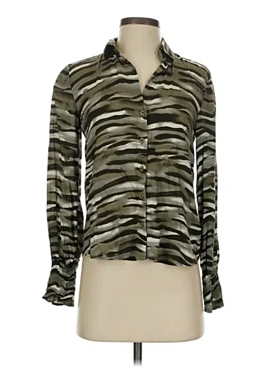 Pre-owned Cloth & Stone Long Sleeve Blouse In Green