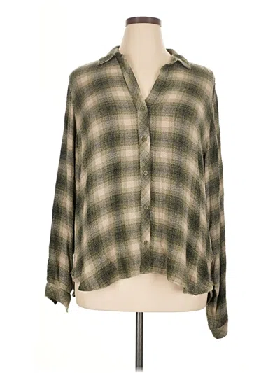 Pre-owned Cloth & Stone Long Sleeve Blouse In Green