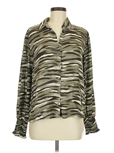 Pre-owned Cloth & Stone Long Sleeve Blouse In Green