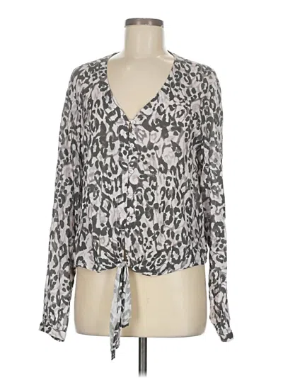 Pre-owned Cloth & Stone Long Sleeve Blouse In Silver