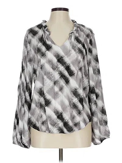 Pre-owned Cloth & Stone Long Sleeve Blouse In Silver