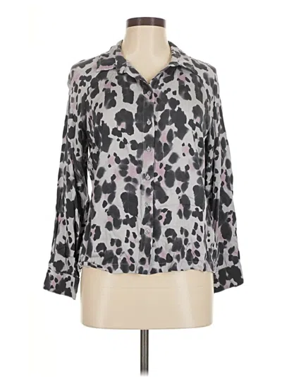 Pre-owned Cloth & Stone Long Sleeve Blouse In Silver