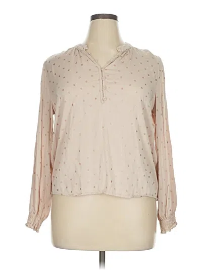 Pre-owned Cloth & Stone Long Sleeve Blouse In Tan