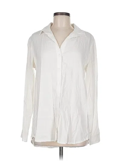 Pre-owned Cloth & Stone Long Sleeve Blouse In White