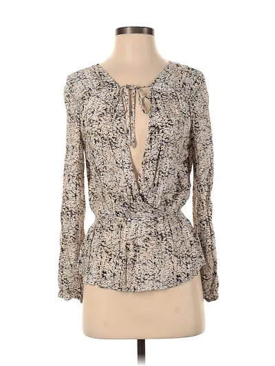 Pre-owned Cloth & Stone Long Sleeve Blouse In White