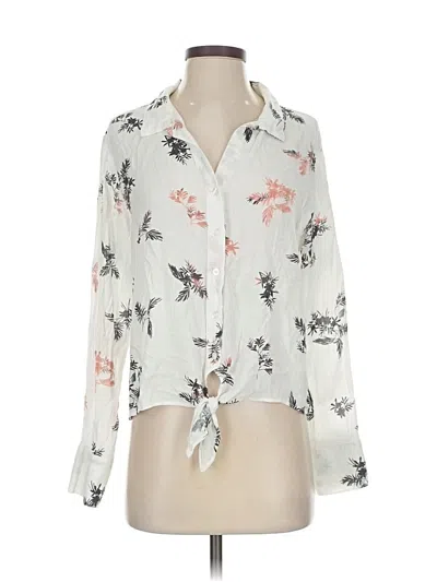 Pre-owned Cloth & Stone Long Sleeve Blouse In White