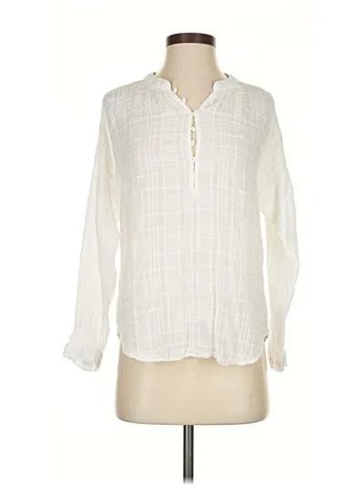 Pre-owned Cloth & Stone Long Sleeve Blouse In White