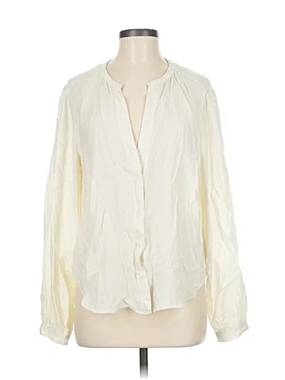Pre-owned Cloth & Stone Long Sleeve Blouse In White