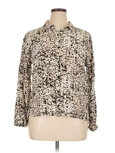 Pre-owned Cloth & Stone Long Sleeve Blouse In White