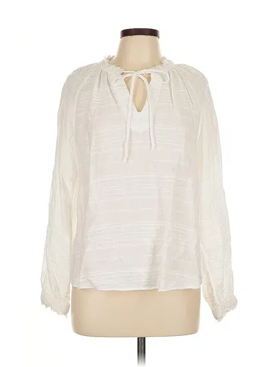 Pre-owned Cloth & Stone Long Sleeve Blouse In White