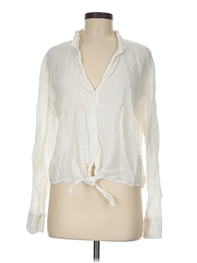 Pre-owned Cloth & Stone Long Sleeve Blouse In White