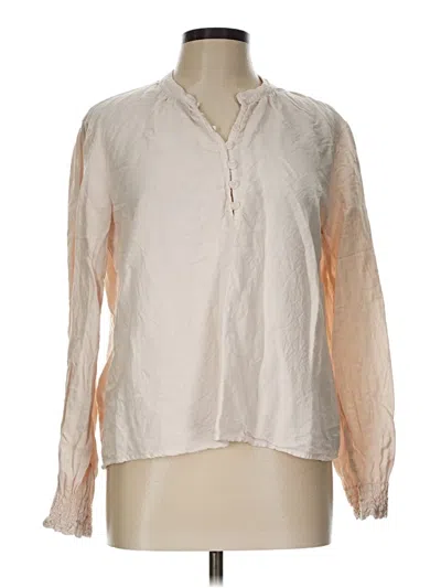 Pre-owned Cloth & Stone Long Sleeve Blouse In White