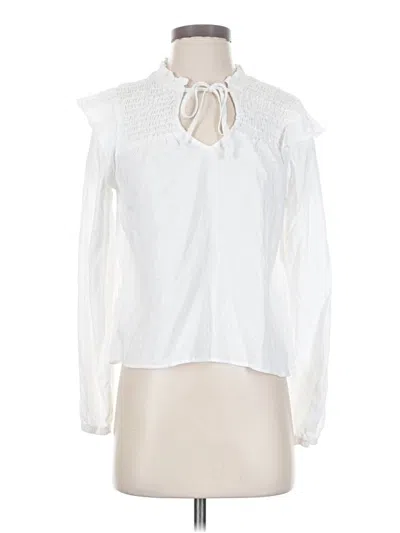 Pre-owned Cloth & Stone Long Sleeve Blouse In White