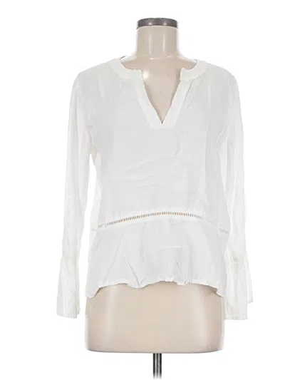 Pre-owned Cloth & Stone Long Sleeve Blouse In White