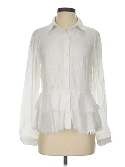 Pre-owned Cloth & Stone Long Sleeve Blouse In White