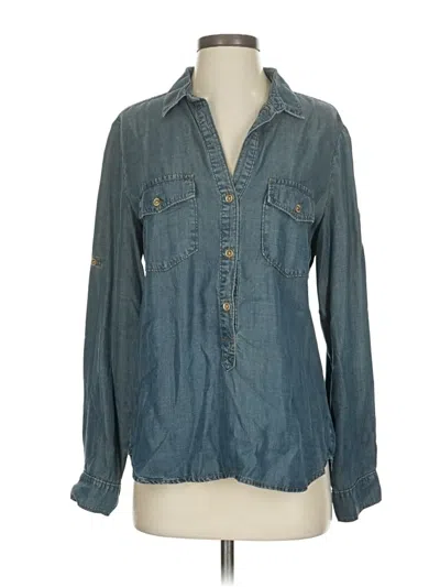 Pre-owned Cloth & Stone Long Sleeve Button Down Shirt In Blue